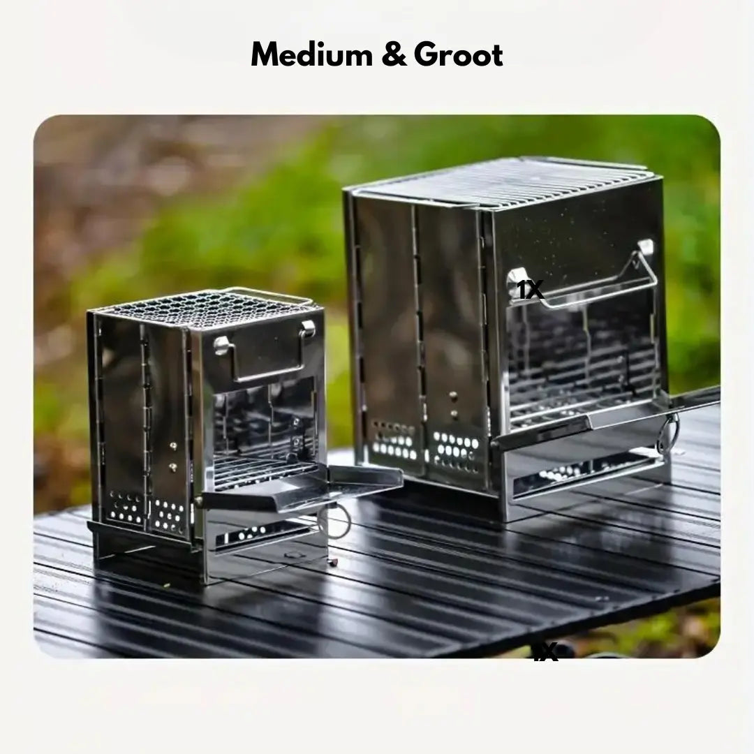 TrailFlame – Stylish Folding Wood Stove Made of Stainless Steel