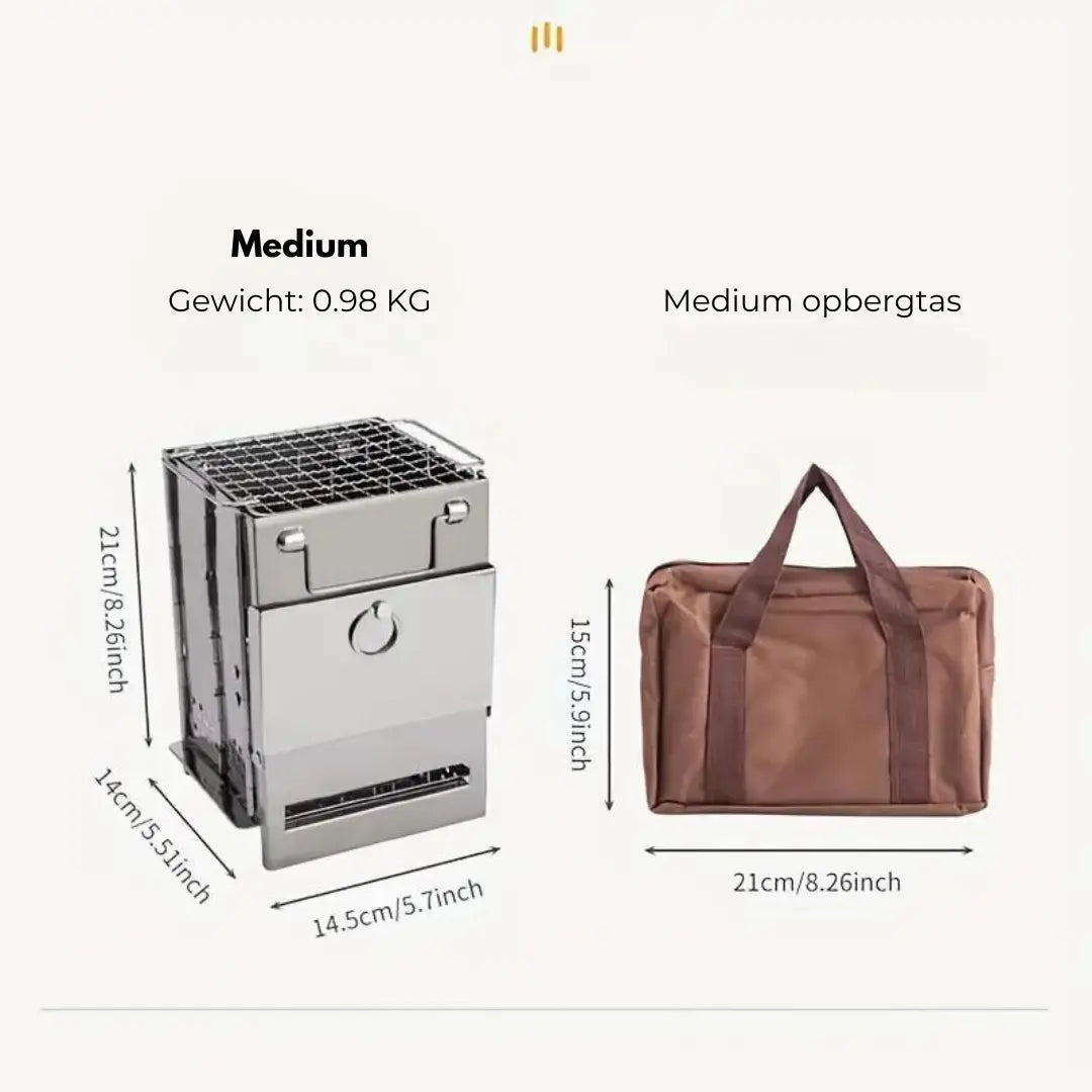 TrailFlame – Stylish Folding Wood Stove Made of Stainless Steel