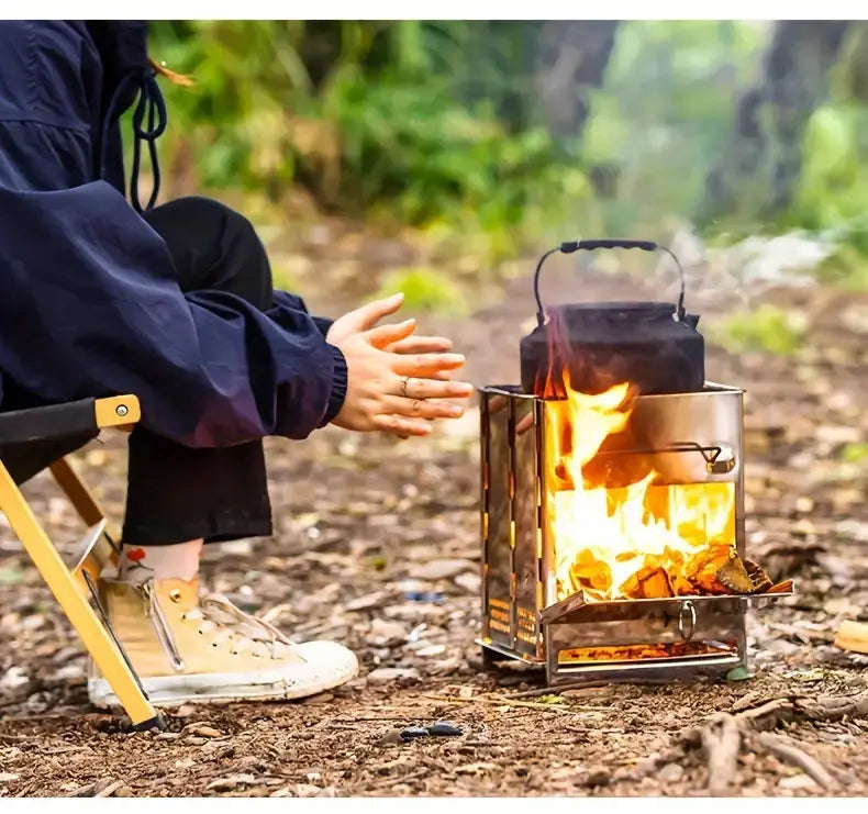 TrailFlame – Stylish Folding Wood Stove Made of Stainless Steel