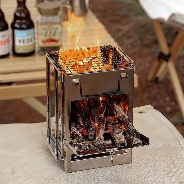 TrailFlame – Stylish Folding Wood Stove Made of Stainless Steel