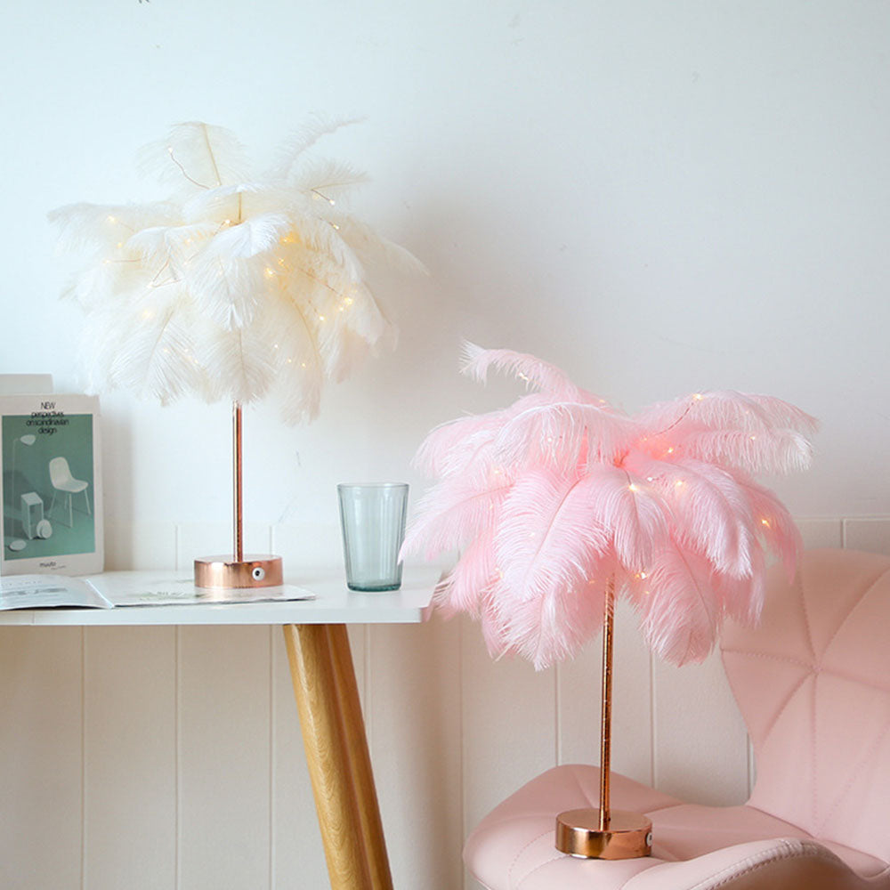OstrichGlow Night Light - Unique Spherical Lamp with Pink Base