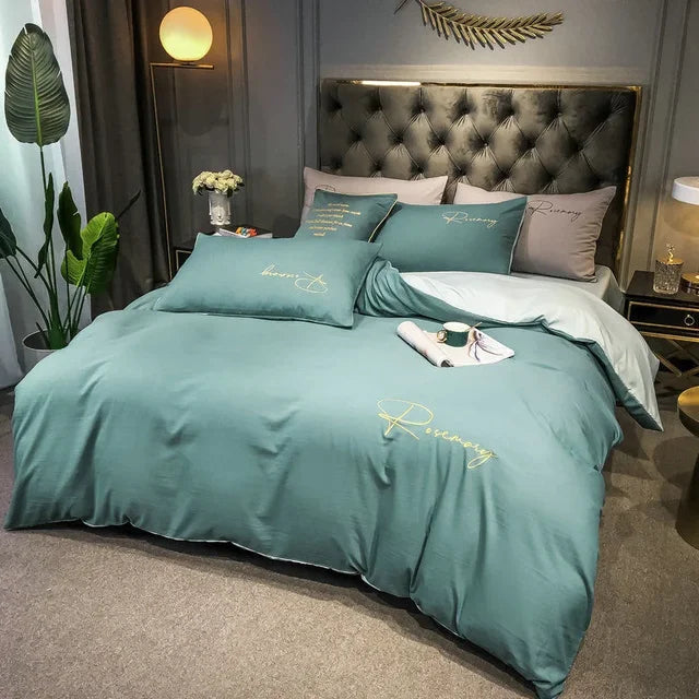 EmbroiLux Bedding - Elegant Luxury Bedspread with Embroidery Design