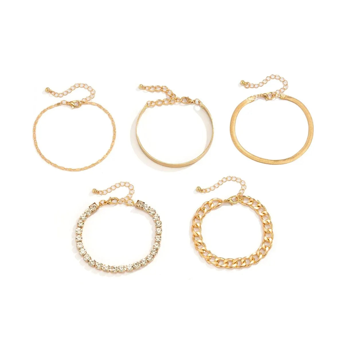 SnakeEdge Bracelet Set - 5-piece Metal Snake Chain