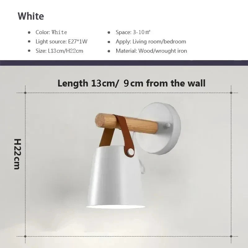 NordicGlow Light - Wooden LED Wall Lamp with Leather Details