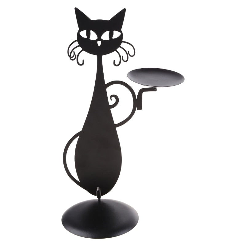 Midnight Panther - Mysterious Black Cat Candle Holder