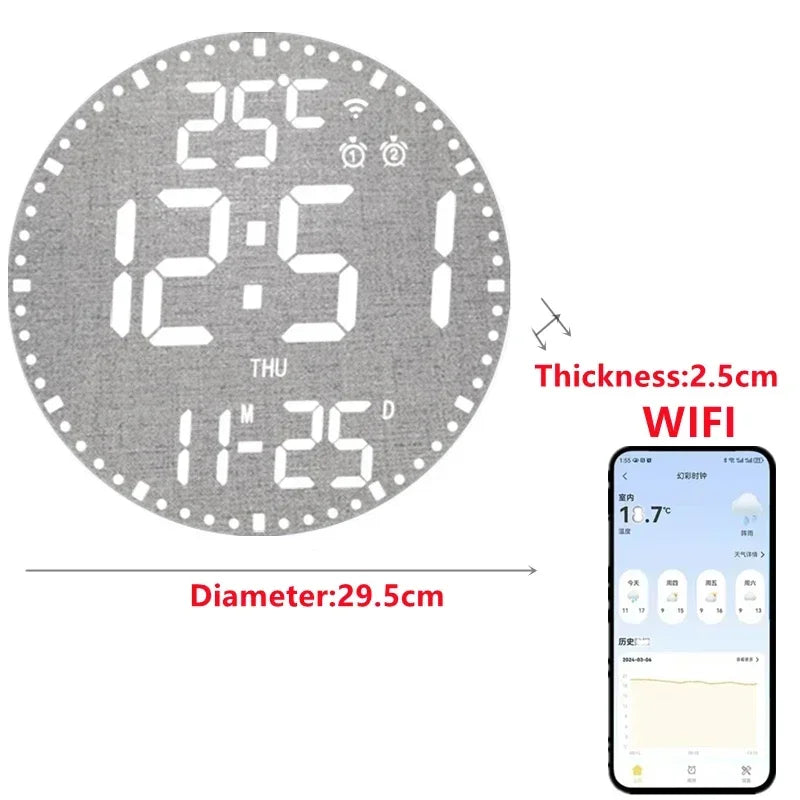 WiFiTime Clock - Sleek LED Alarm Clock with Calendar