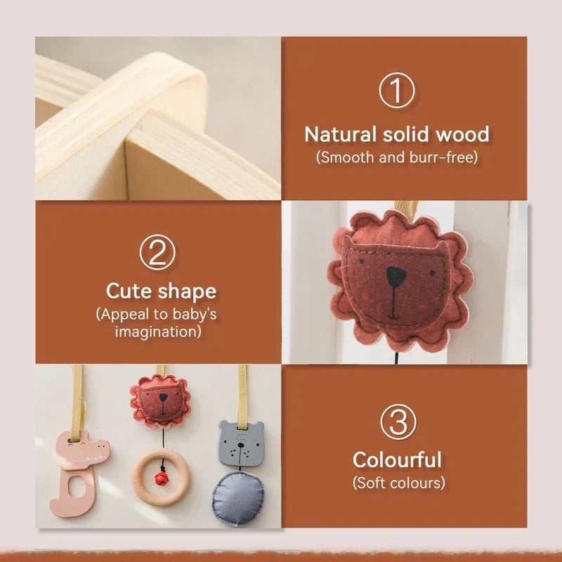 Montessori Rattle Frame - Wooden Toy with Toys