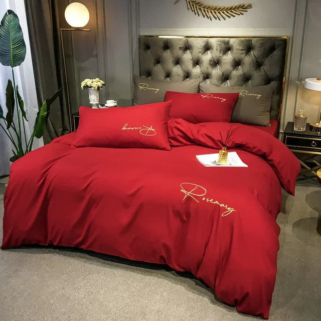 EmbroiLux Bedding - Elegant Luxury Bedspread with Embroidery Design