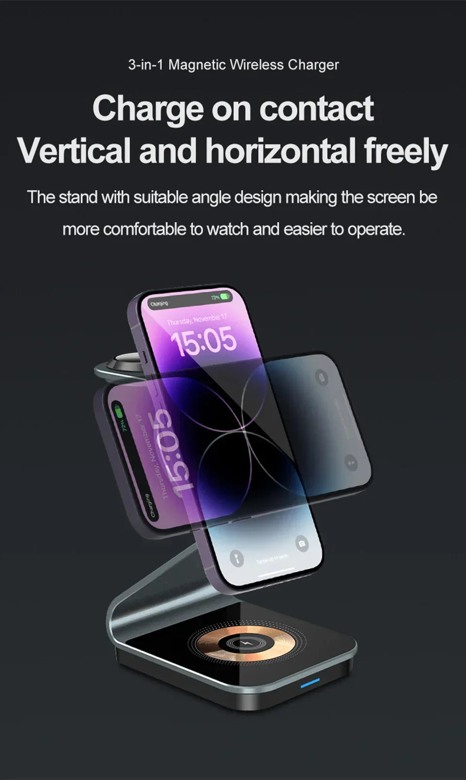 Chargy Pro - Stylish Magnetic Wireless 3-in-1 Charger