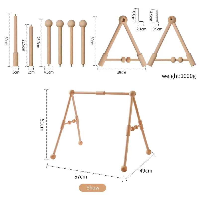 Montessori Rattle Frame - Wooden Toy with Toys
