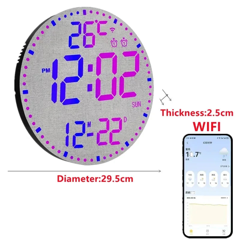 WiFiTime Clock - Sleek LED Alarm Clock with Calendar