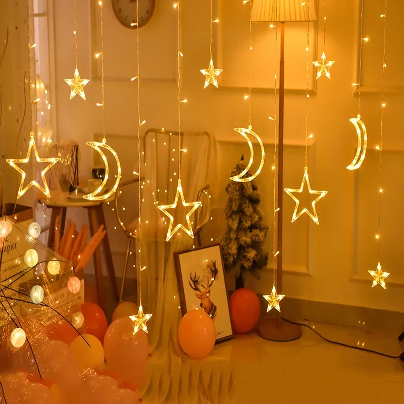LumieresFestives Candle Lantern - Enchanting Stars and Moon Snake