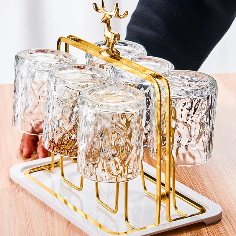 Glacio Glass Cupholder - Glass cup holder with reindeer design for a luxurious whiskey experience