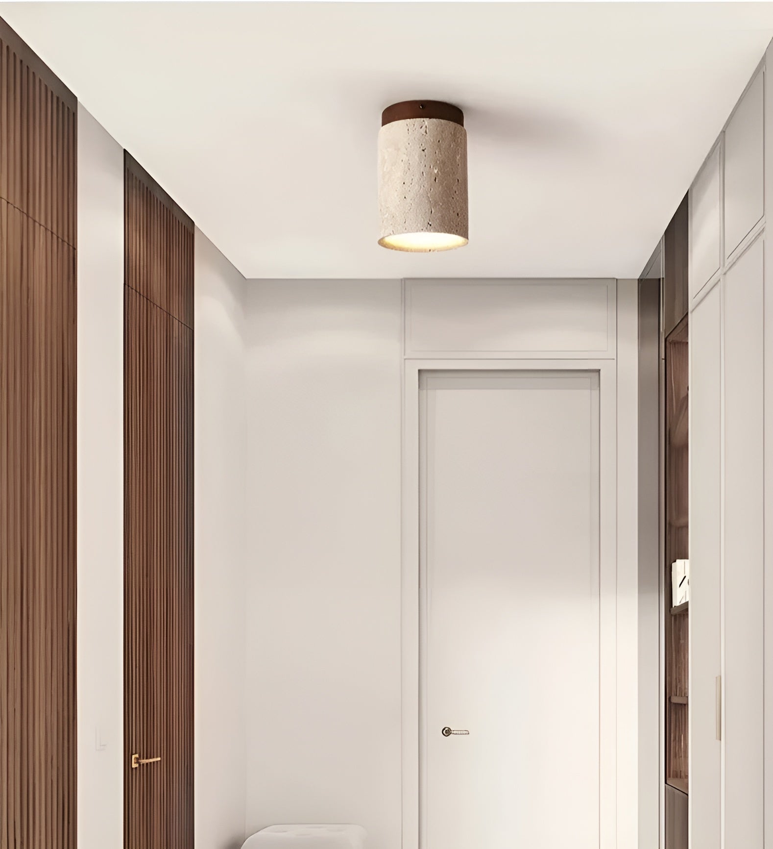 ZenElegance Wabi Sabi Luxe Ceiling Lighting - Natural Travertine LED