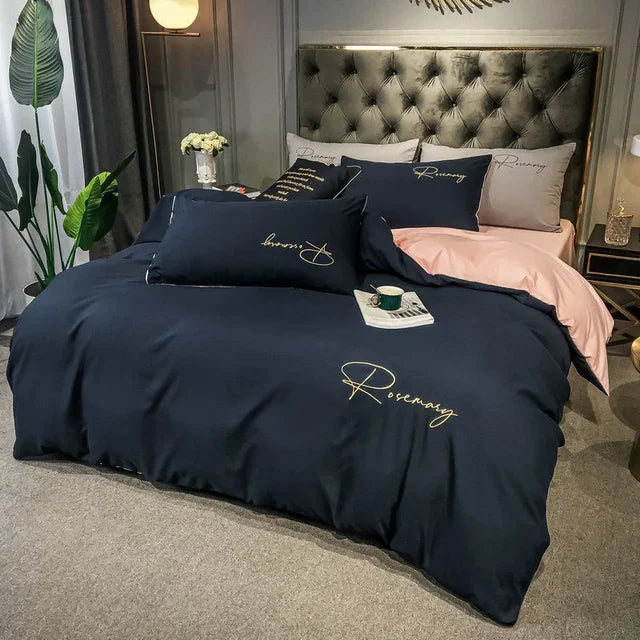 EmbroiLux Bedding - Elegant Luxury Bedspread with Embroidery Design