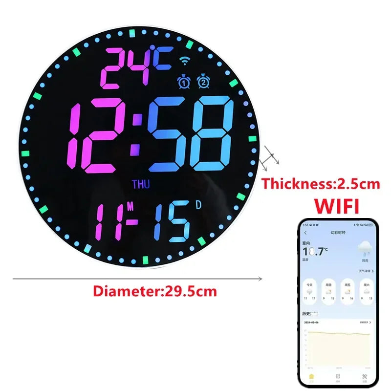 WiFiTime Clock - Sleek LED Alarm Clock with Calendar