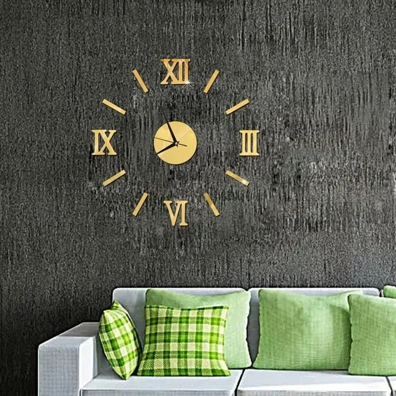 RomanTime 3D Clock - Modern DIY Wall Decoration