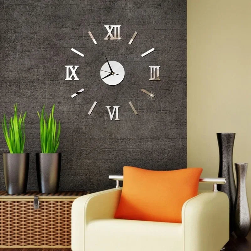 RomanTime 3D Clock - Modern DIY Wall Decoration