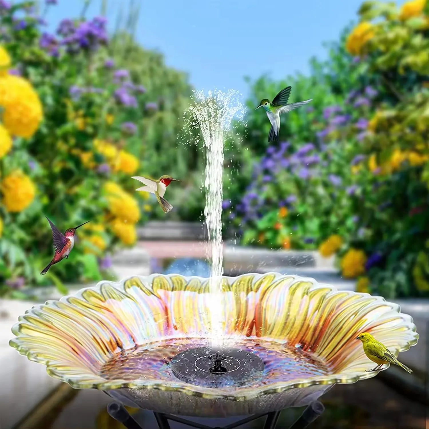 Flowbee – Elegant solar fountain for garden music birds