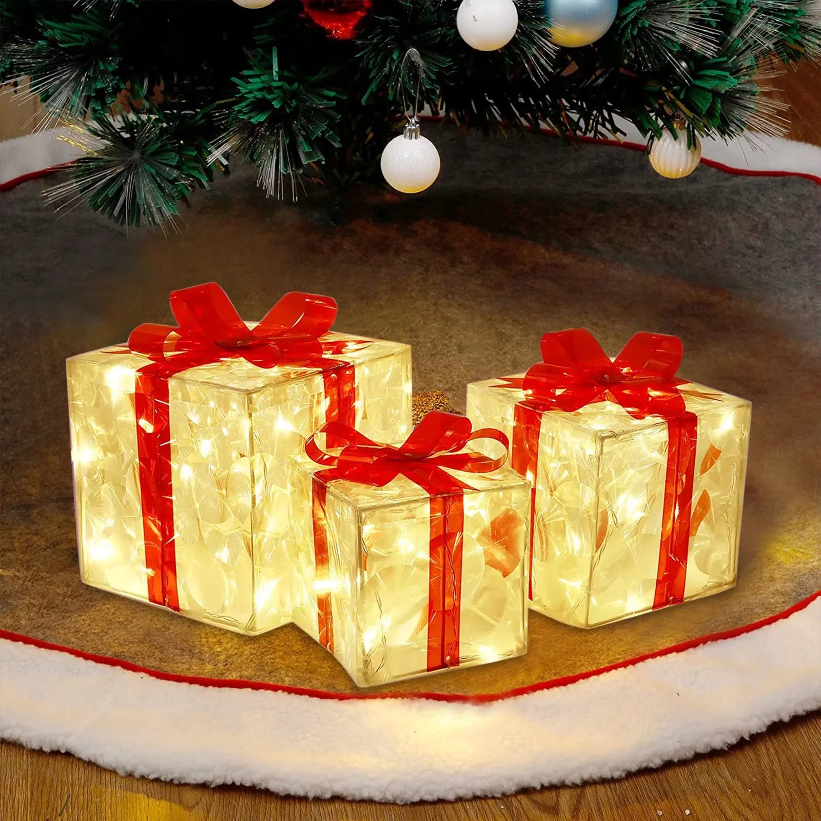 EclatDeNoel Christmas Decoration - Enchanting Luminous Gift Box for Christmas
