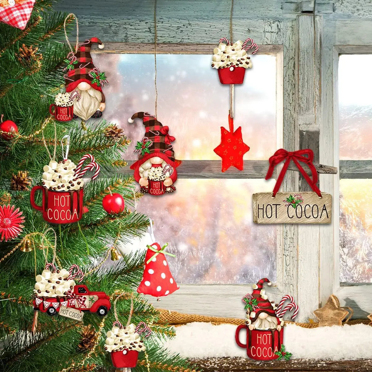 GnomeMagic Christmas Decorations - Charming Wooden Christmas Ornaments
