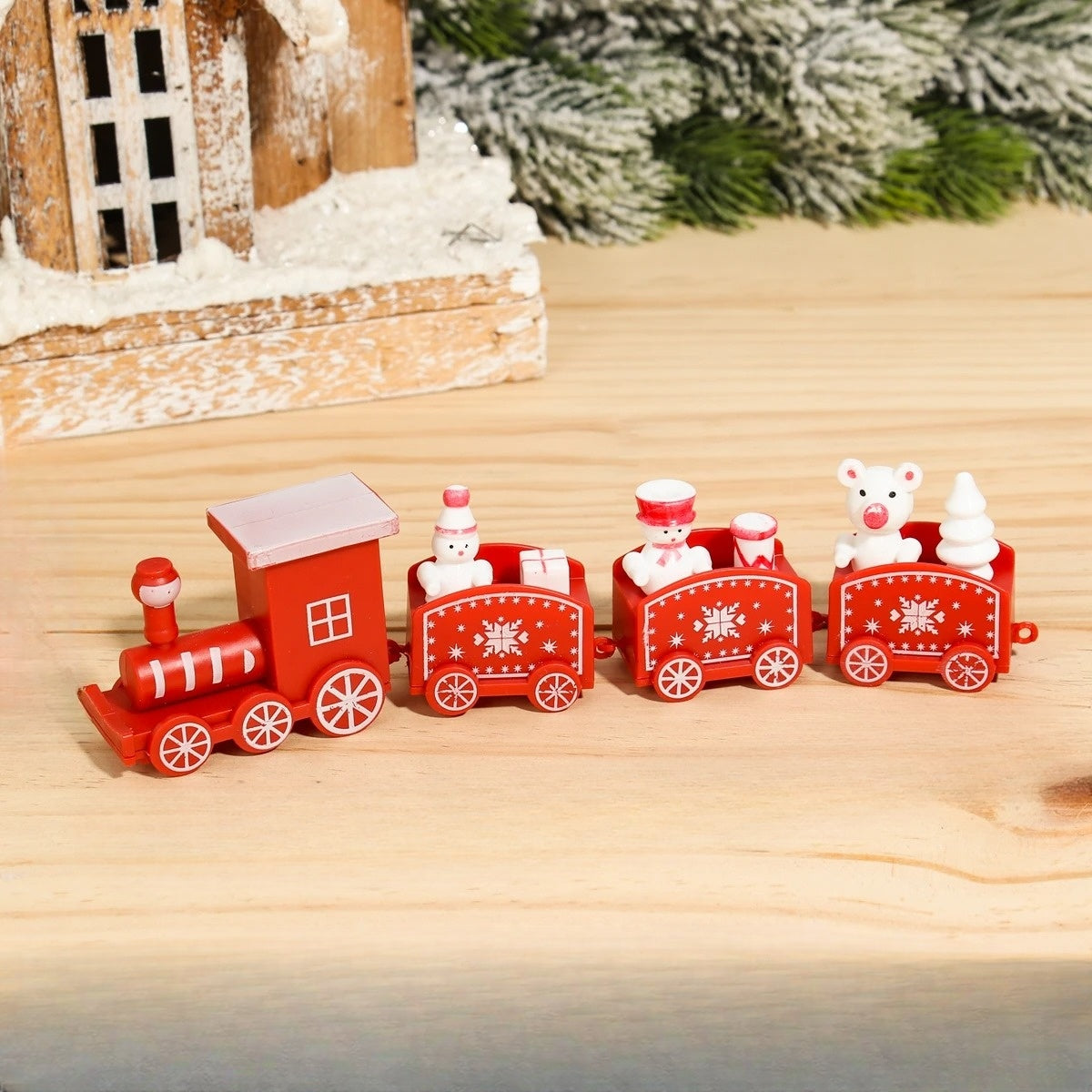 NoelExpress Wooden Christmas Train - Beautiful Wooden Christmas Train Decoration