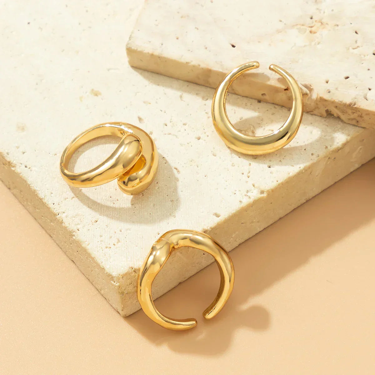 EleganceGold Set - 3-piece Vintage Snake Ring Collection