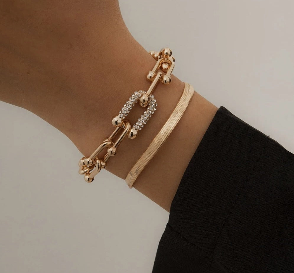 Captivating Bracelet Duo | Exquisite 2-piece Set in Gold or Silver