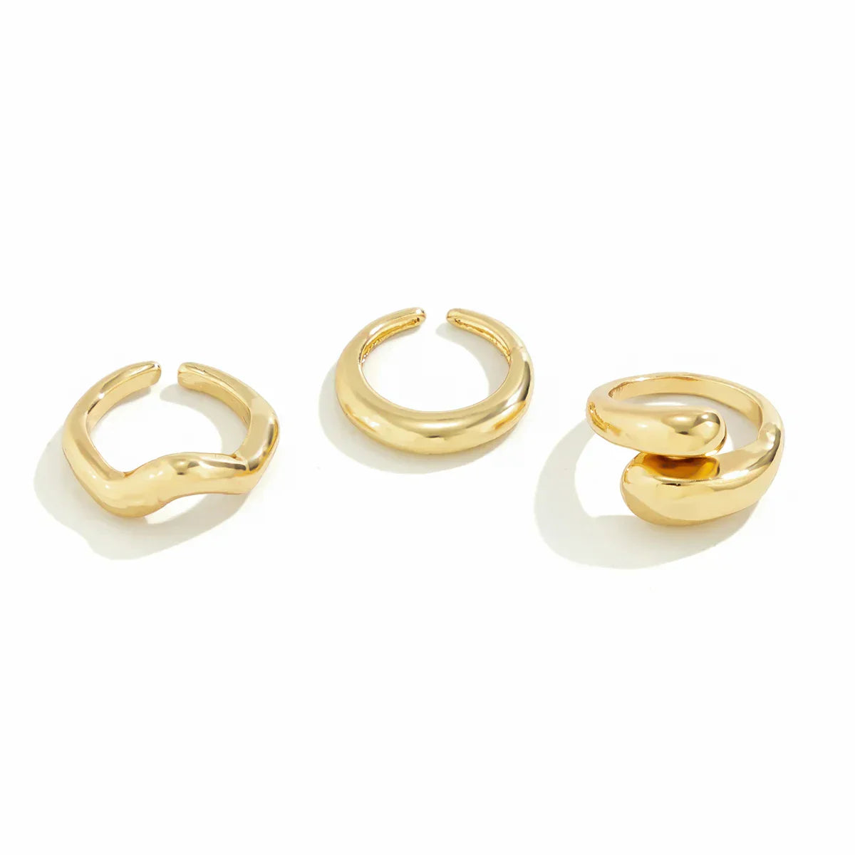 EleganceGold Set - 3-piece Vintage Snake Ring Collection