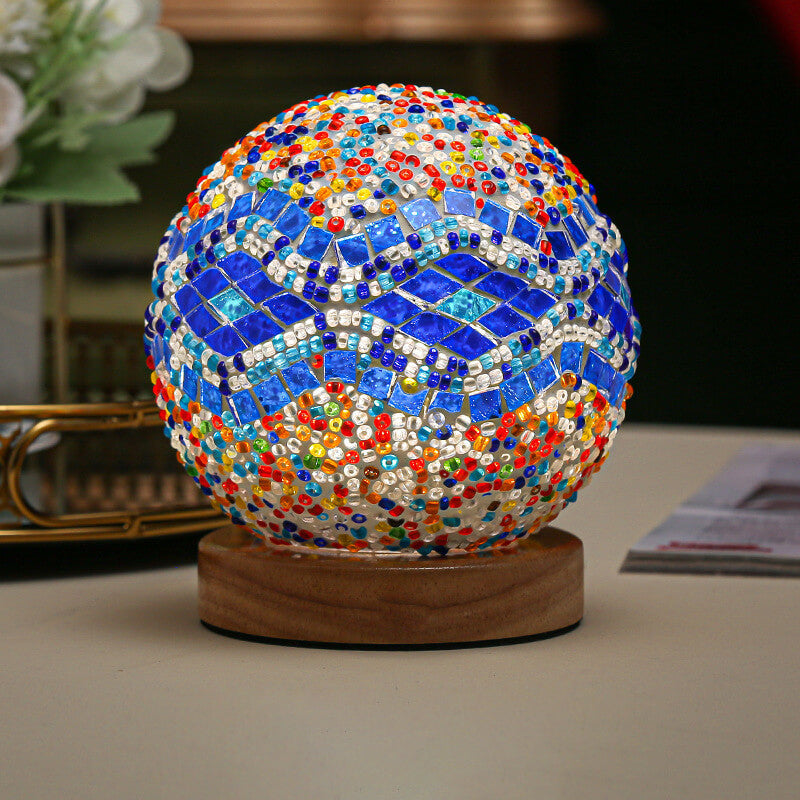 BohoCharm - Modern USB Table Lamp with Wood and Glass
