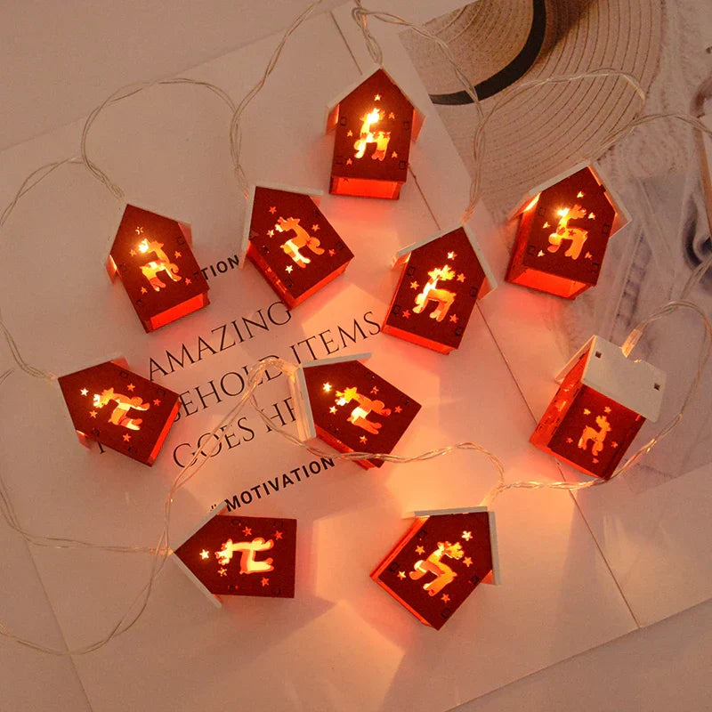 Enchanting Wooden LED House Light Strip – Create Magic and Warmth This Christmas
