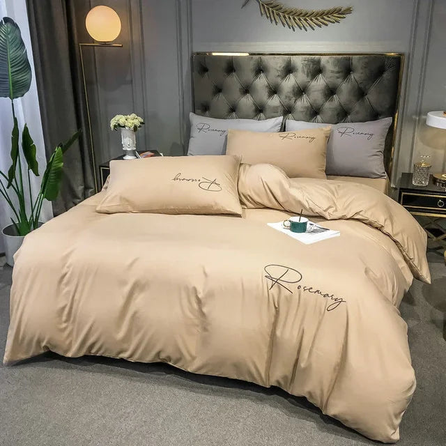 EmbroiLux Bedding - Elegant Luxury Bedspread with Embroidery Design