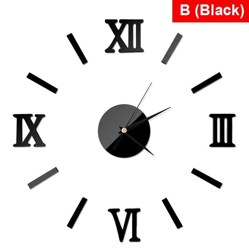 RomanTime 3D Clock - Modern DIY Wall Decoration