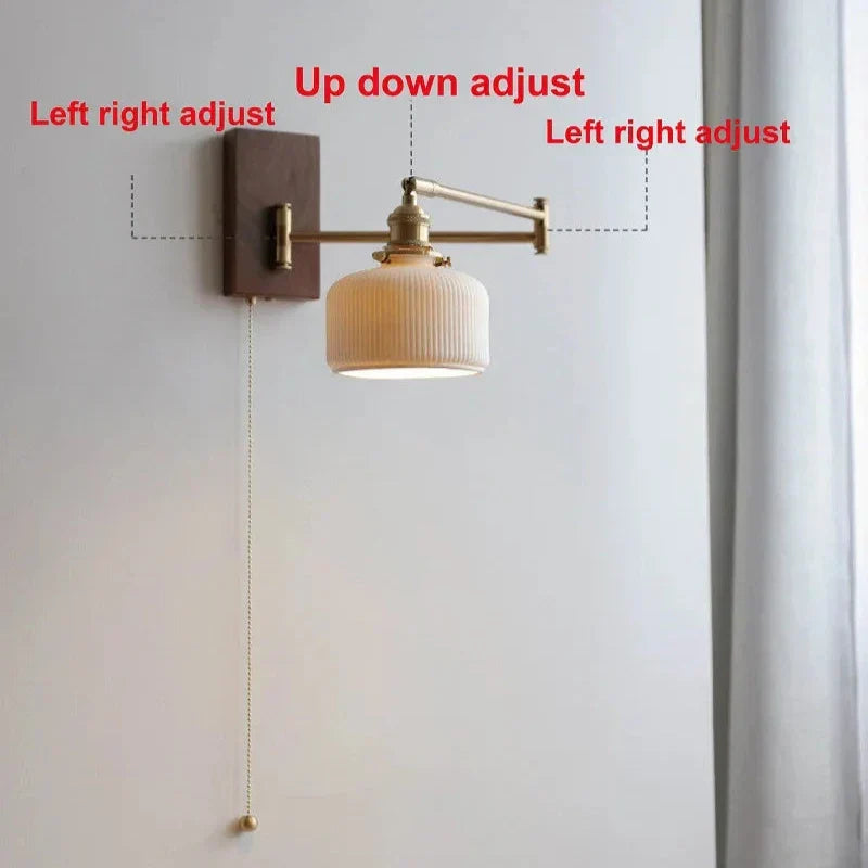 ChicGlow - Elegant Wall Lamp in Wood and Ceramic