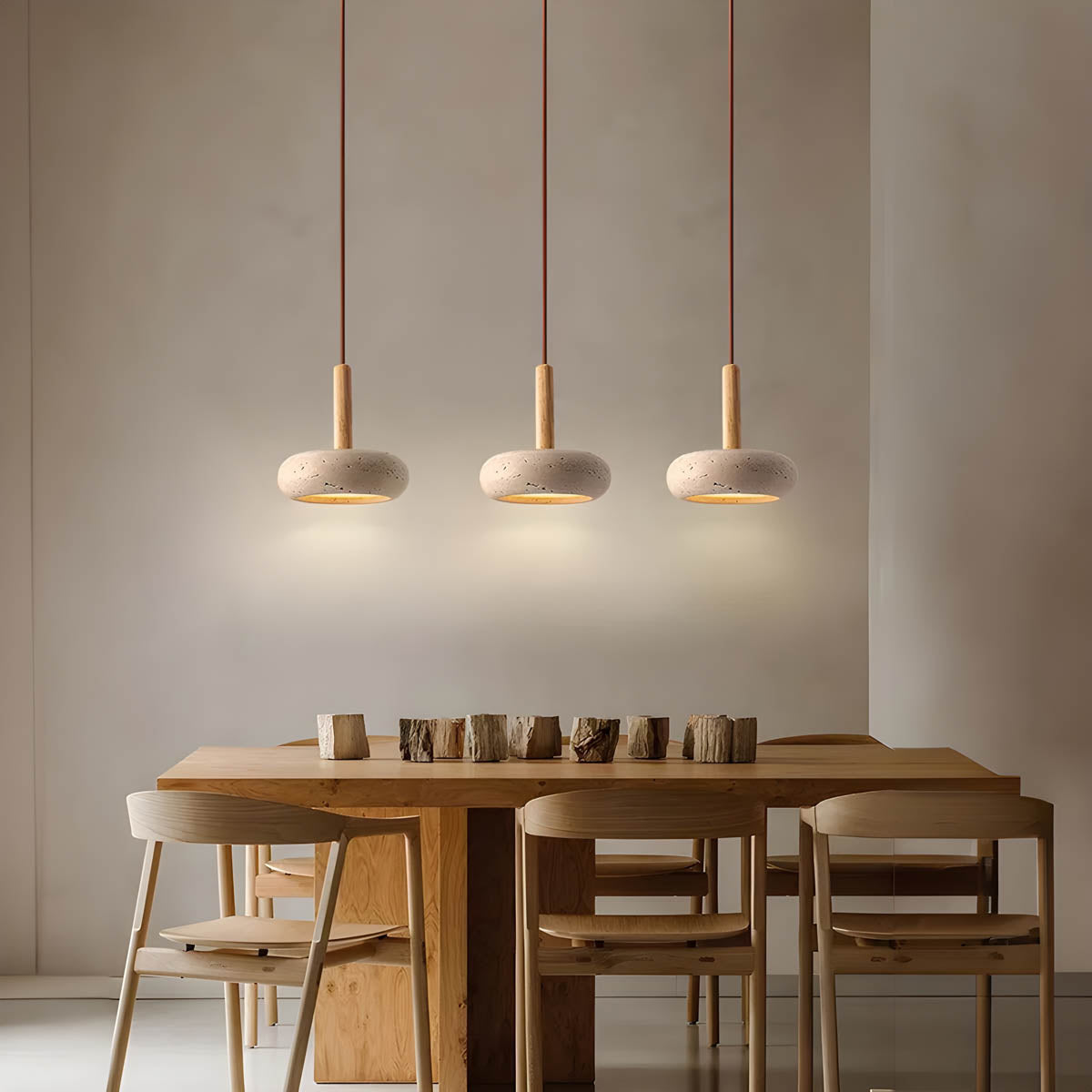 GlowStone Ceiling Lamp - Natural Travertine LED Pendant Lamp