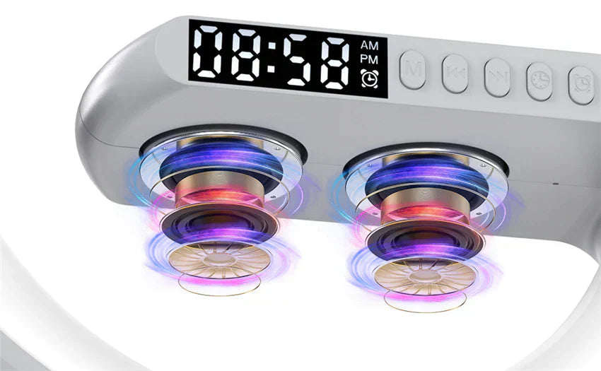 GlowHub - Multifunctional Rechargeable Speaker with Alarm Clock and Mood Light