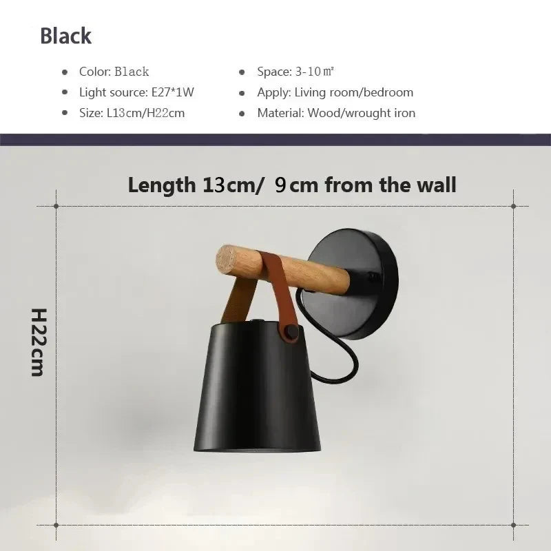 NordicGlow Light - Wooden LED Wall Lamp with Leather Details