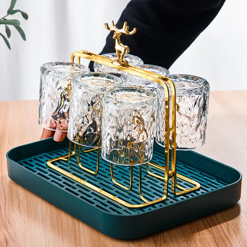 Glacio Glass Cupholder - Glass cup holder with reindeer design for a luxurious whiskey experience