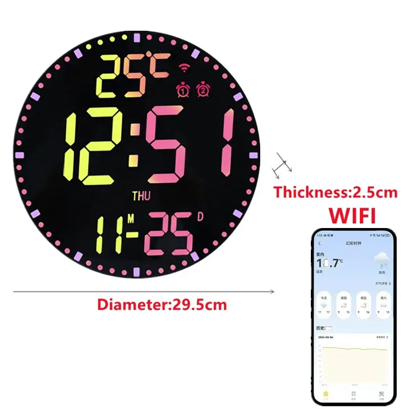 WiFiTime Clock - Sleek LED Alarm Clock with Calendar