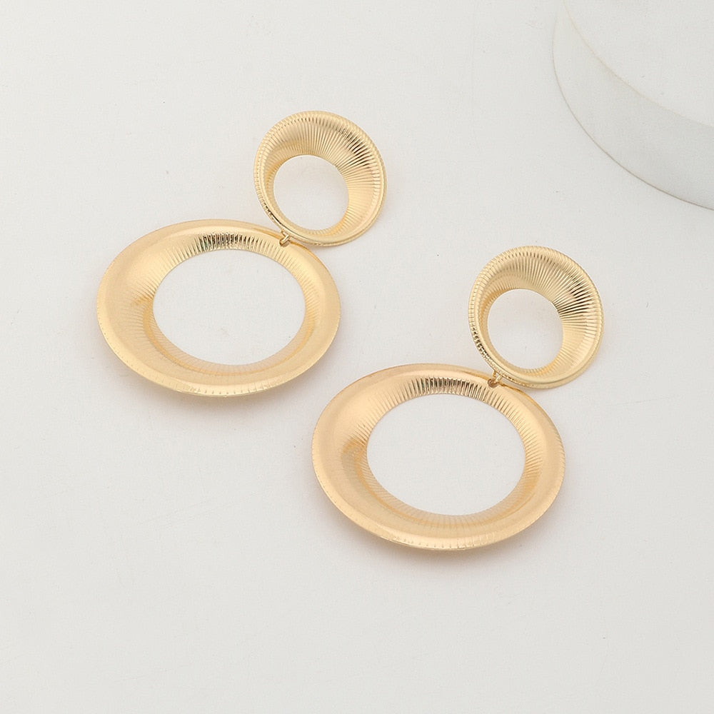 Golden Circle Earrings | Unique Statement Jewelry for a Bold Look
