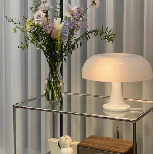 PoussesBlanches – Elegant White LED Mushroom Lamp