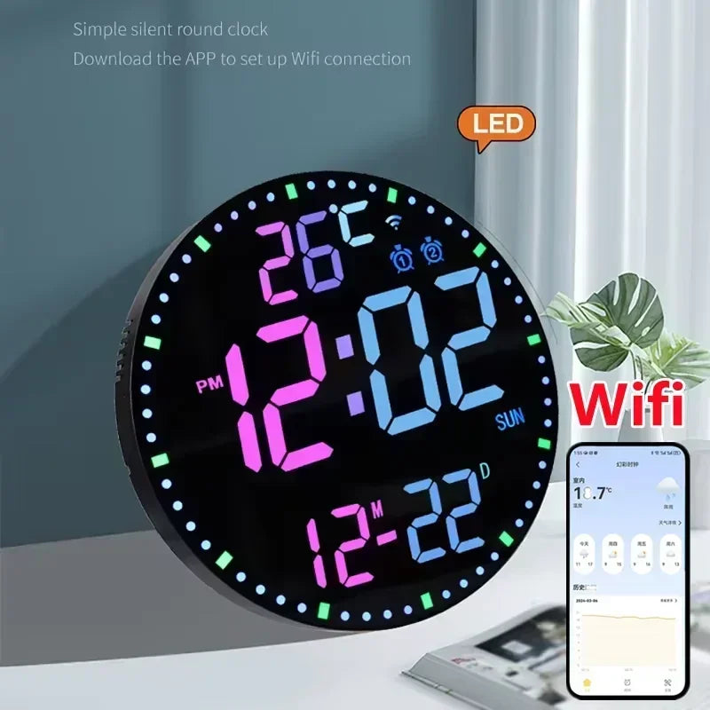 WiFiTime Clock - Sleek LED Alarm Clock with Calendar