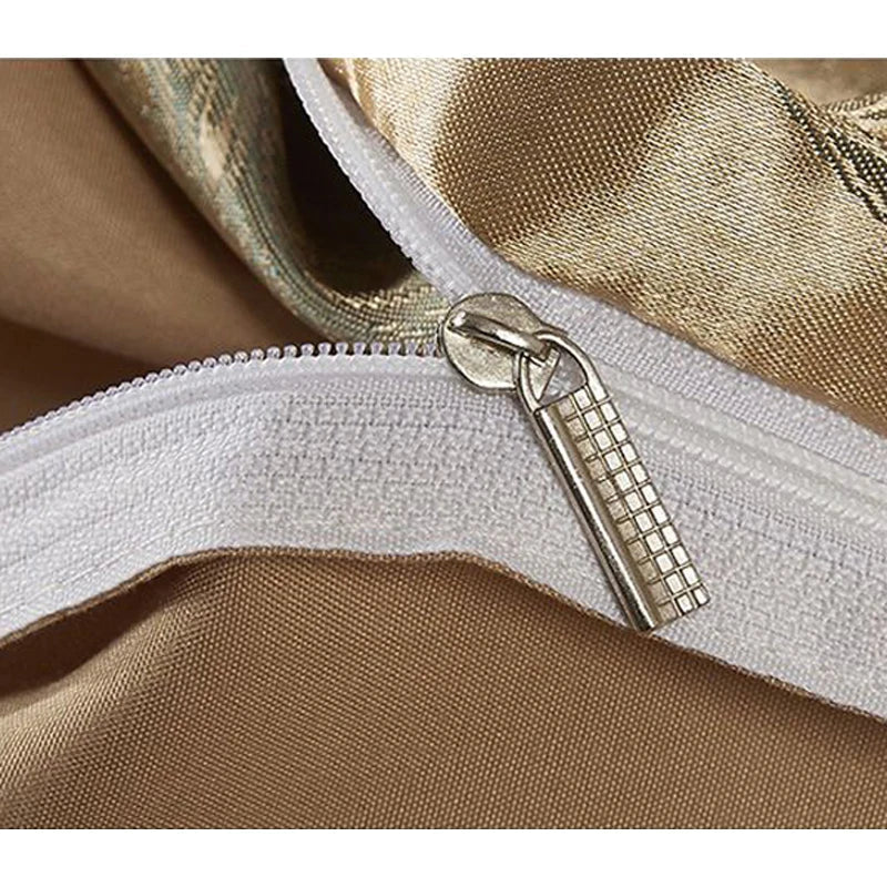 Luxurious Satin Rayon Jacquard Duvet Cover in Gold & Blue