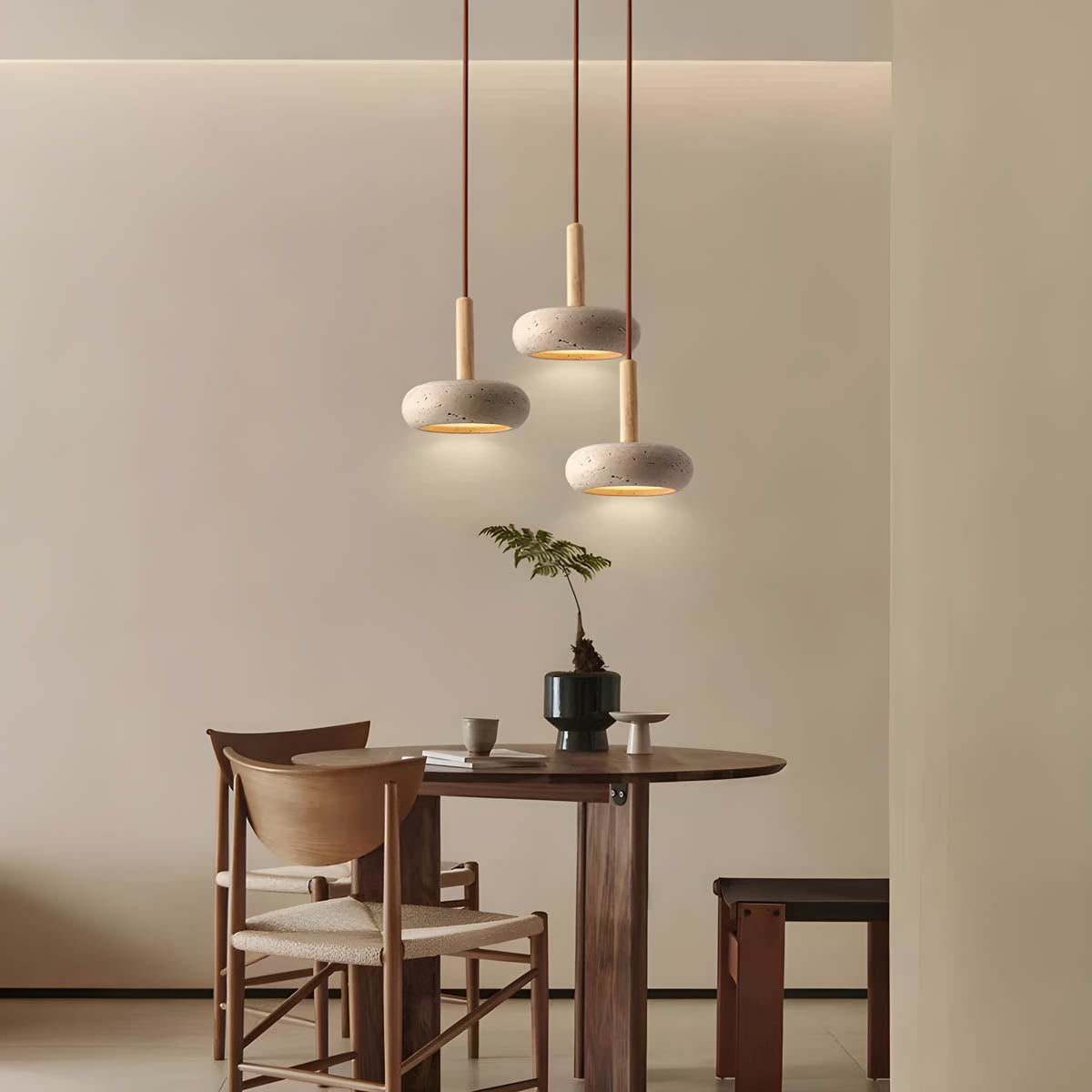 GlowStone Ceiling Lamp - Natural Travertine LED Pendant Lamp