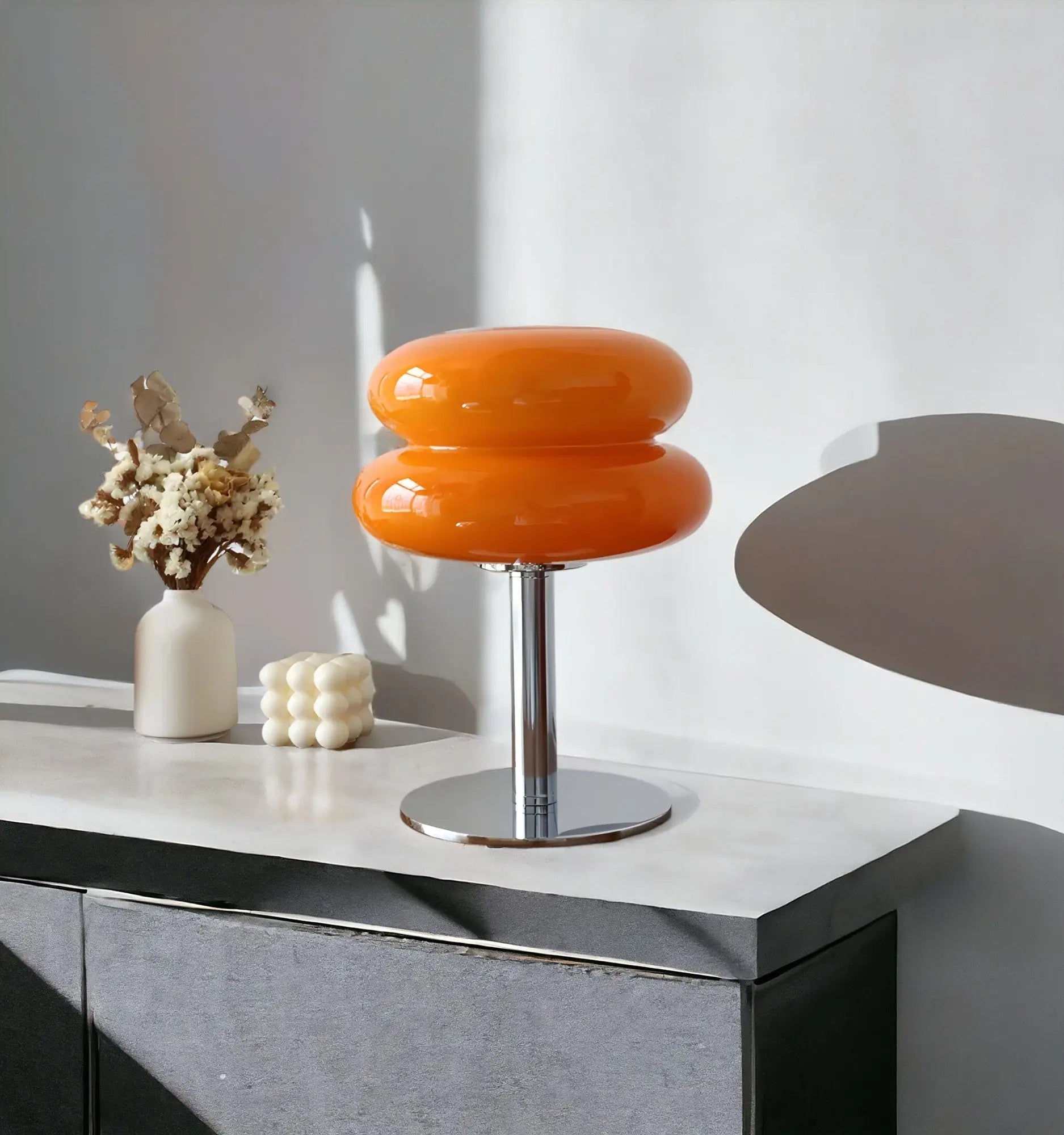 Elegant Macaron Glass Ball Table Lamp with USB - 3 Light Colors