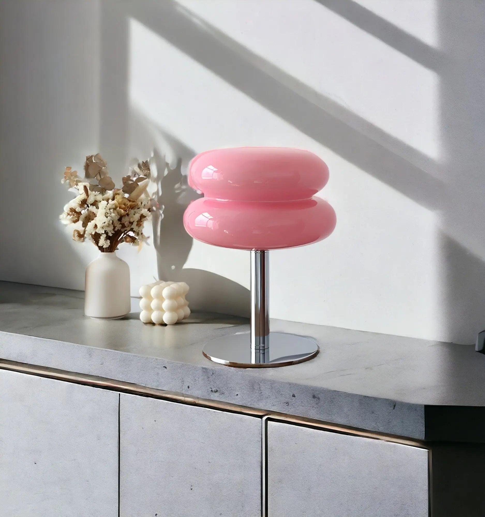 Elegant Macaron Glass Ball Table Lamp with USB - 3 Light Colors