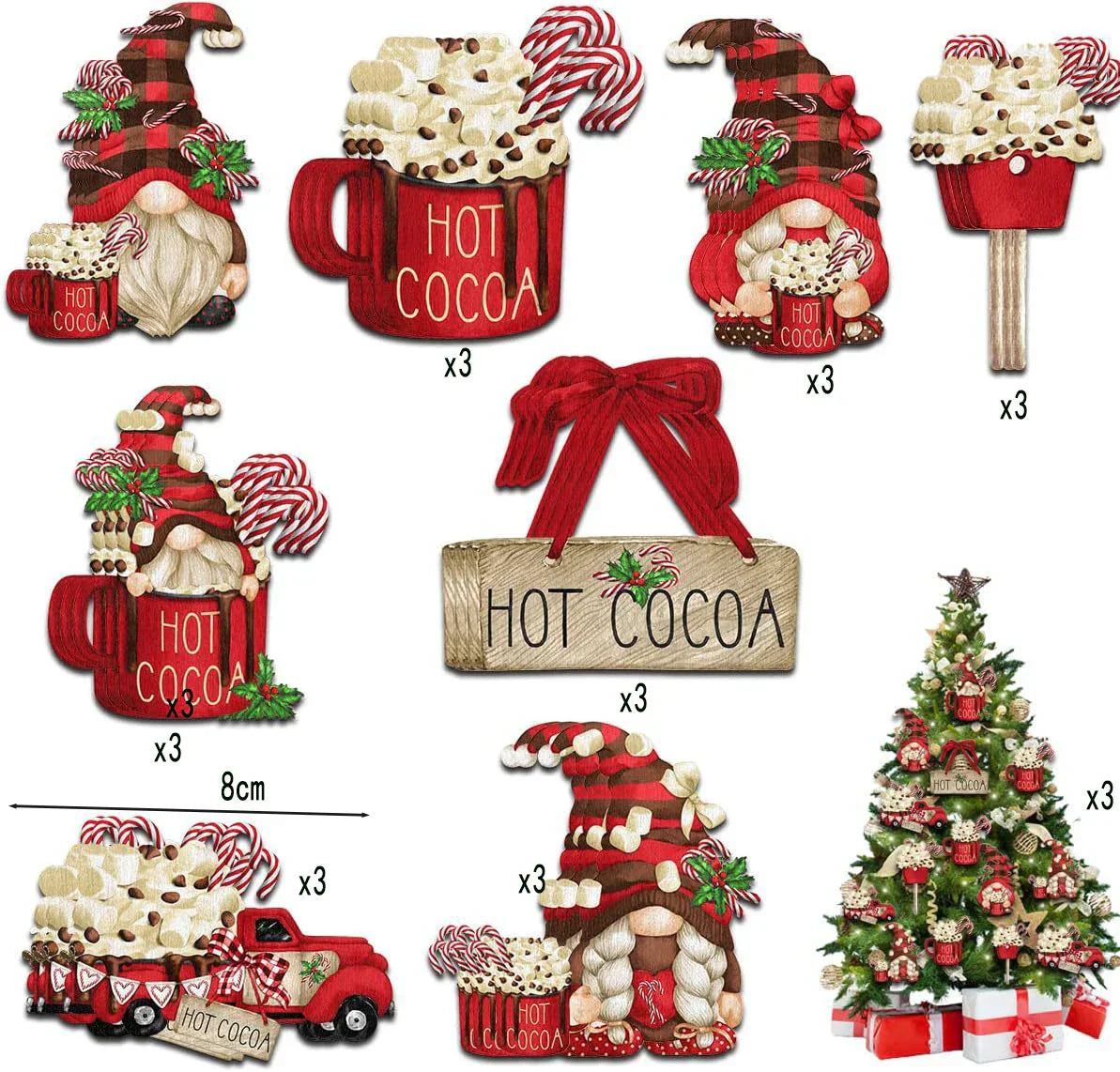 GnomeMagic Christmas Decorations - Charming Wooden Christmas Ornaments