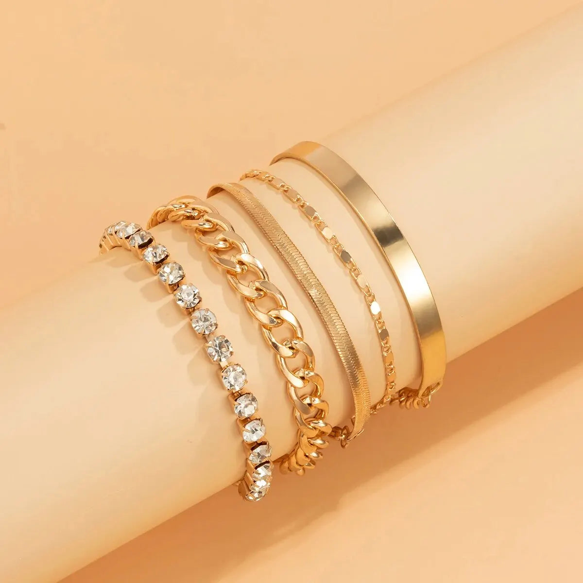 SnakeEdge Bracelet Set - 5-piece Metal Snake Chain