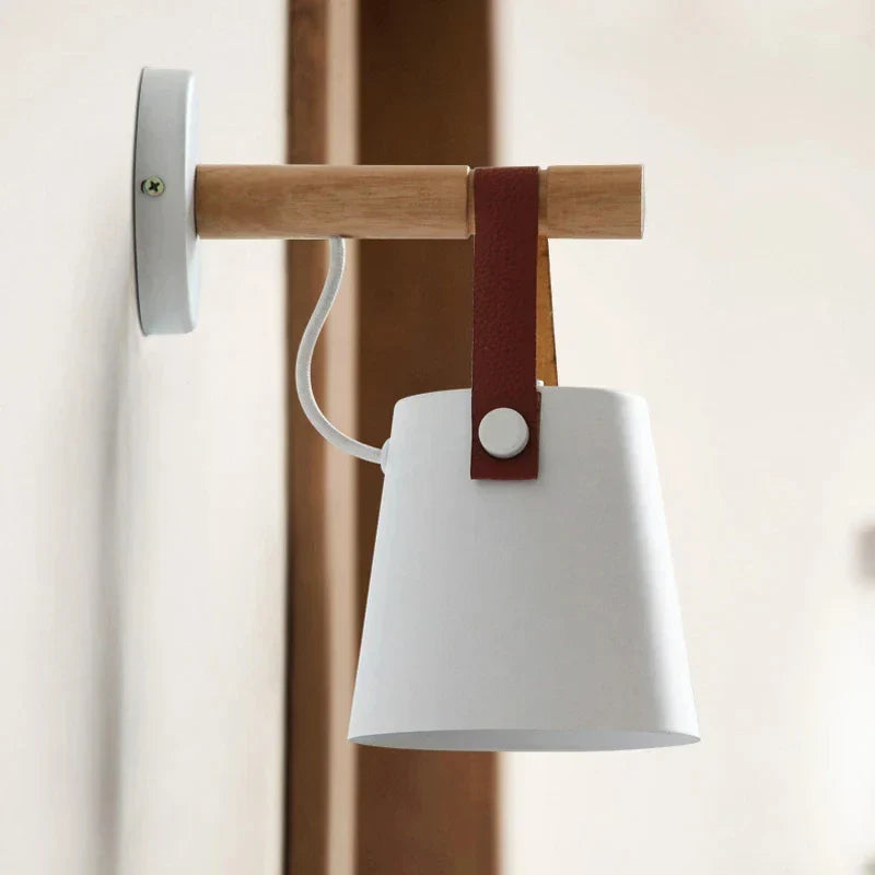 NordicGlow Light - Wooden LED Wall Lamp with Leather Details