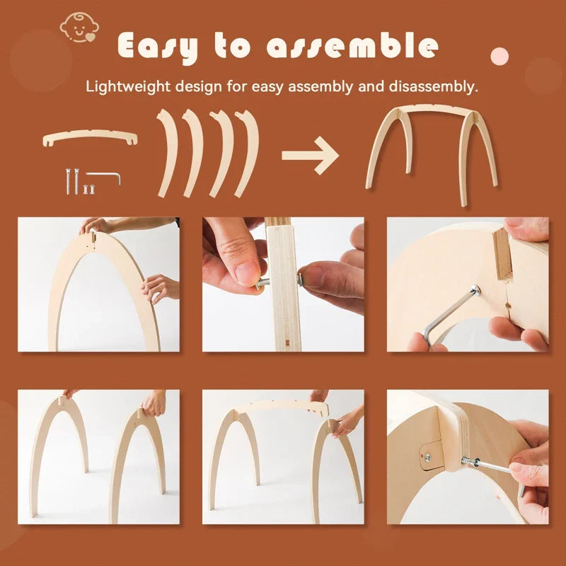 Montessori Rattle Frame - Wooden Toy with Toys
